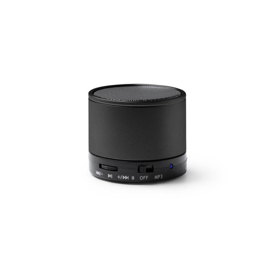 Stamina Corus recycled aluminium Bluetooth speaker in black, ready for laser engraving