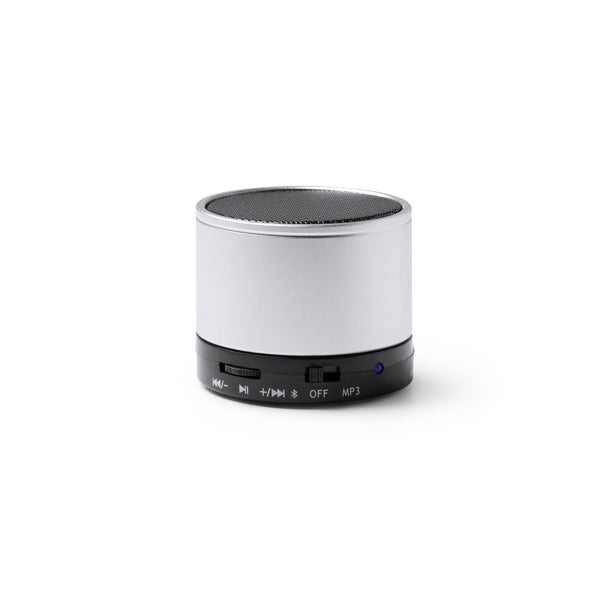 Stamina Corus recycled aluminium Bluetooth speaker in silver, ready for laser engraving
