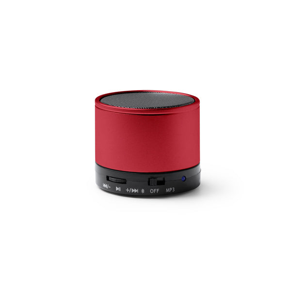 Stamina Corus recycled aluminium Bluetooth speaker in red, ready for laser engraving