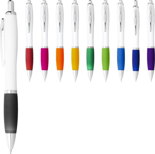 Nash White Eco - bolígrafo reciclado con agarre de color