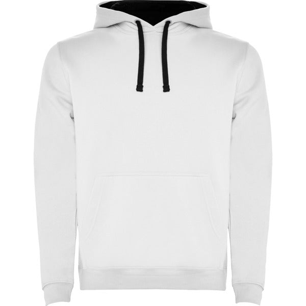Roly Urban men's hoodie in white/navy blue, ready for logo printing or embroidery