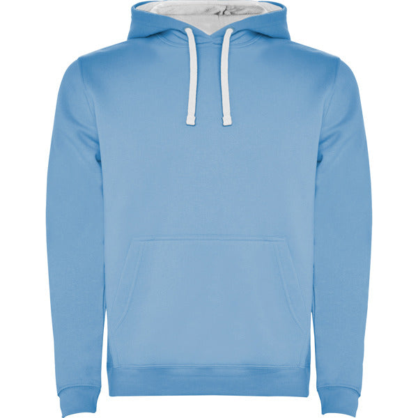 Roly Urban men's hoodie in sky blue/white, ready for logo printing or embroidery