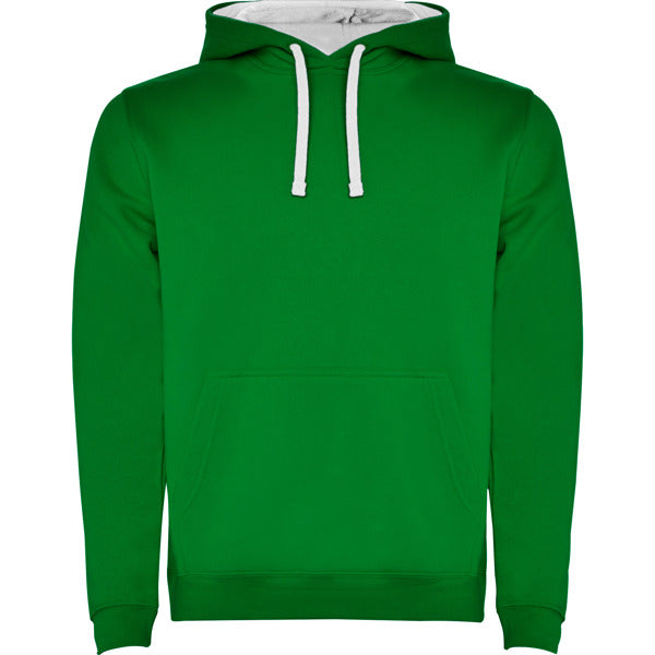 Roly Urban men's hoodie in kelly green/white, ready for logo printing or embroidery