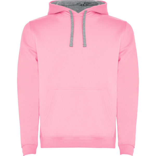 Roly Urban men's hoodie in light pink/heather grey, ready for logo printing or embroidery