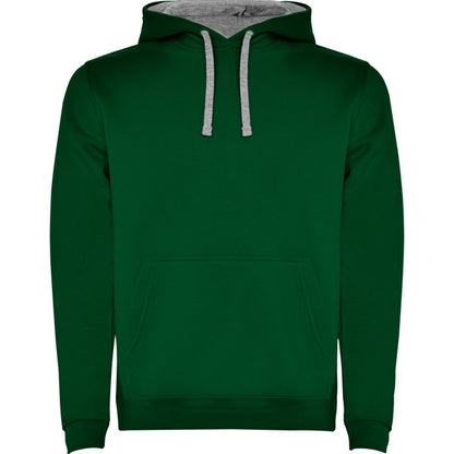 Roly Urban men's hoodie in bottle green/heather grey, ready for logo printing or embroidery