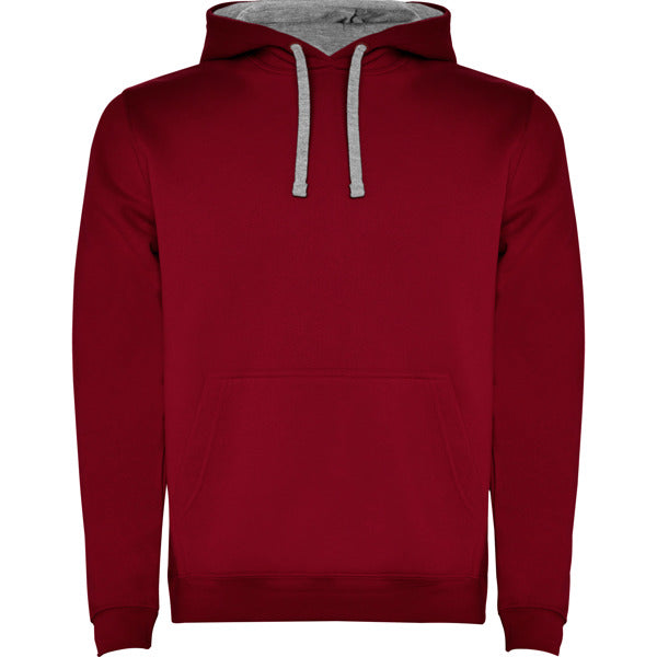Roly Urban men's hoodie in garnet/heather grey, ready for logo printing or embroidery