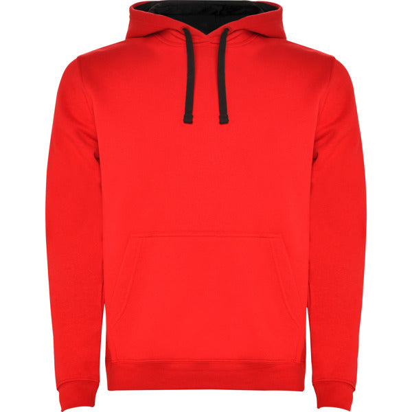 Roly Urban men's hoodie in red/black, ready for logo printing or embroidery