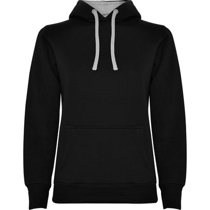 Roly Urban Woman women's hoodie in black/heather grey, ready for logo printing or embroidery