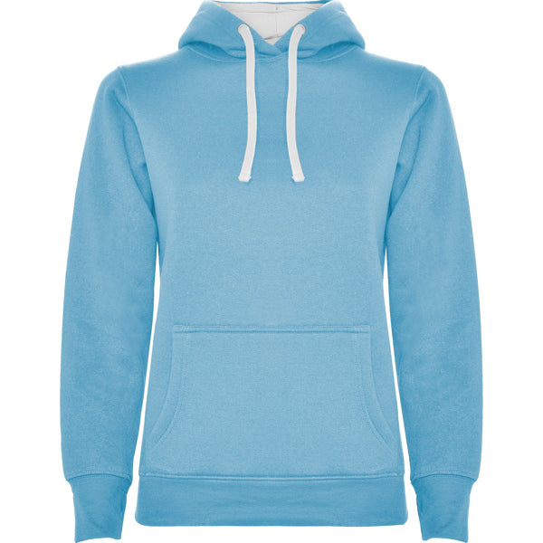 Roly Urban Woman women's hoodie in sky blue/white, ready for logo printing or embroidery