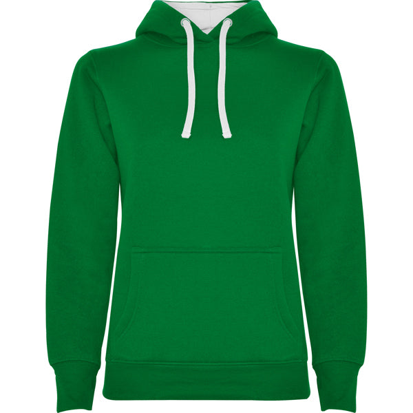 Roly Urban Woman women's hoodie in kelly green/white, ready for logo printing or embroidery