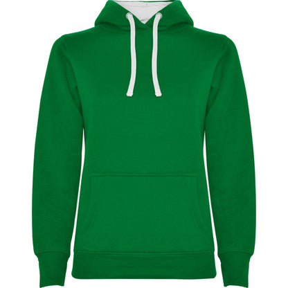 Roly Urban Woman women's hoodie in kelly green/white, ready for logo printing or embroidery