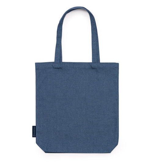 Stamina Deam denim fabric tote bag in blue jeans, ready for logo printing
