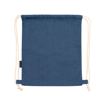 Stamina Boney denim fabric drawstring bag in blue jeans, ready for logo printing
