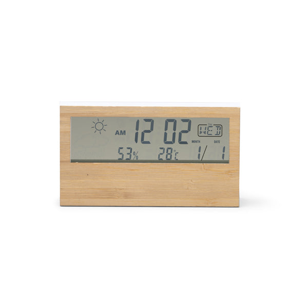 Stamina Cronos aBS and bamboo weather station in white, ready for laser engraving