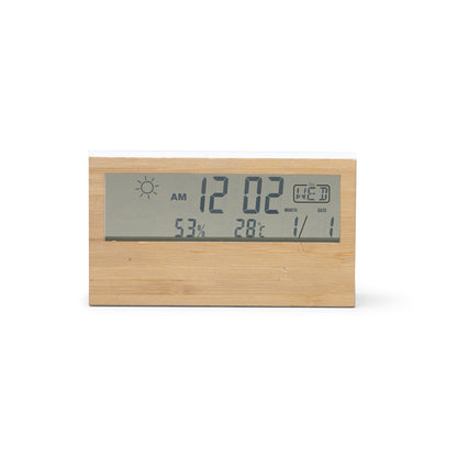 Stamina Cronos aBS and bamboo weather station in white, ready for laser engraving