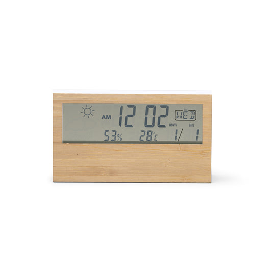 Stamina Cronos aBS and bamboo weather station in white, ready for laser engraving