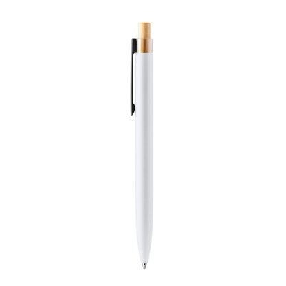 Stamina Tansa bamboo and recycled aluminium ball pen in white, ready for laser engraving