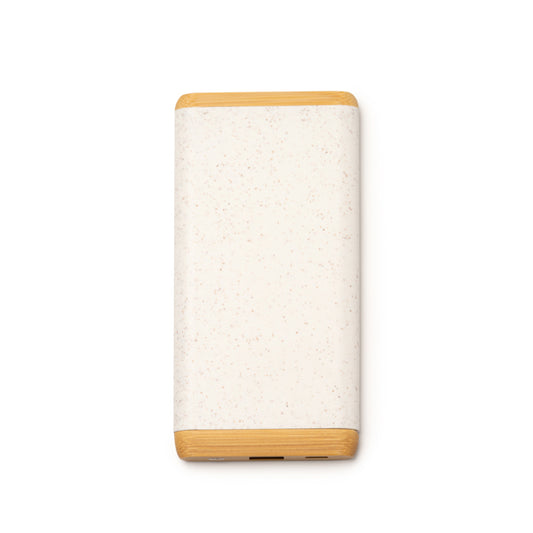 Stamina Kasim bamboo and wheat fibre power bank 5000 mAh in beige, ready for logo printing