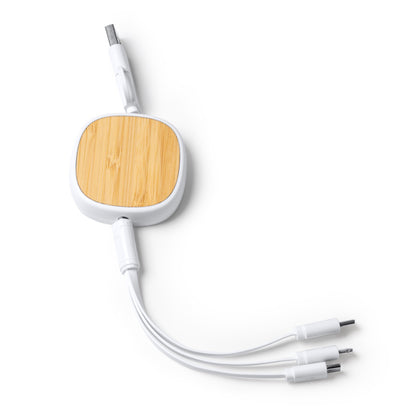 Stamina Lens bamboo and ABS charger in white, ready for laser engraving