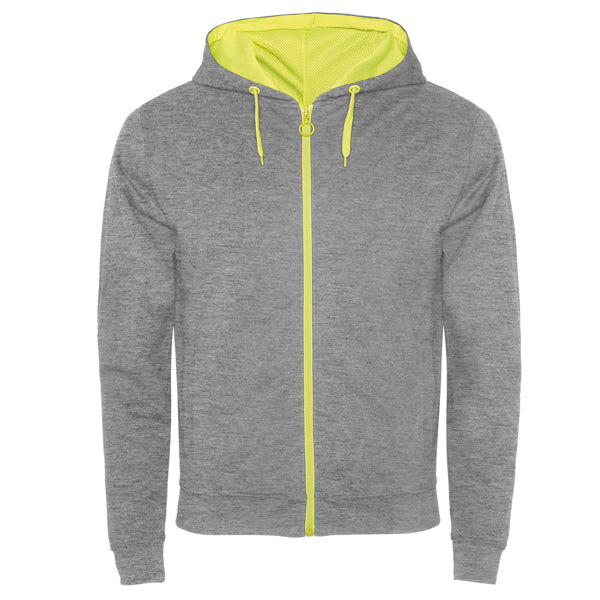 Roly Fuji men's hoodie in grey/fluor yellow, ready for logo printing or embroidery
