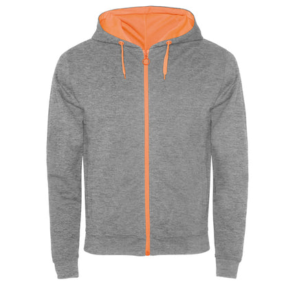 Roly Fuji men's hoodie in grey/fluor orange, ready for logo printing or embroidery