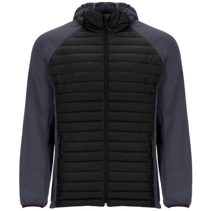Roly Minsk men's jacket in black/lead, ready for logo printing or embroidery