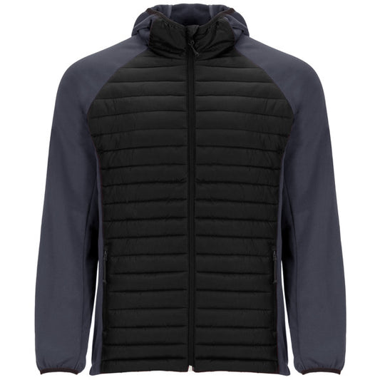 Roly Minsk men's jacket in black/lead, ready for logo printing or embroidery