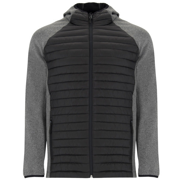Roly Minsk men's jacket in black/heather black, ready for logo printing or embroidery