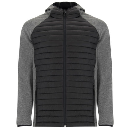 Roly Minsk men's jacket in black/heather black, ready for logo printing or embroidery