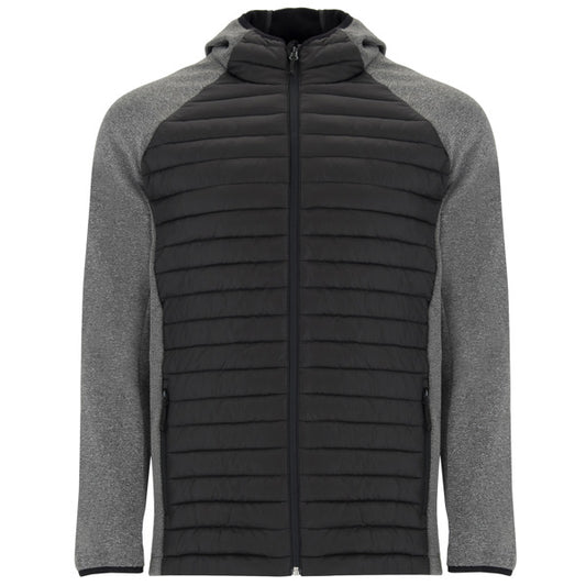 Roly Minsk men's jacket in black/heather black, ready for logo printing or embroidery