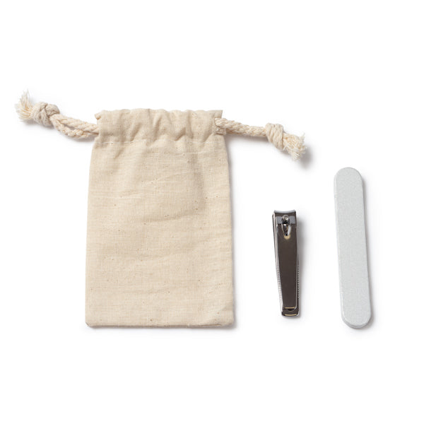 Stamina Velvet cotton manicure set in beige, ready for laser engraving