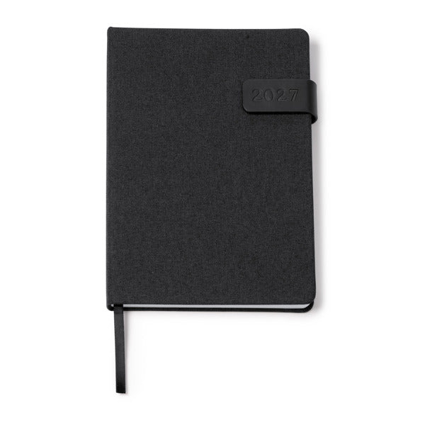 Stamina Koven recycled polyester RPET diary A5 in black, ready for logo printing
