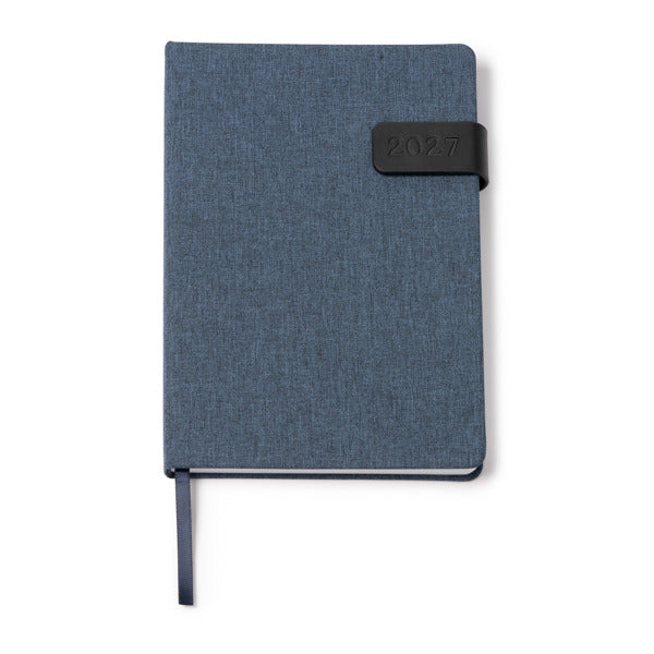 Stamina Koven recycled polyester RPET diary A5 in heather denim, ready for logo printing
