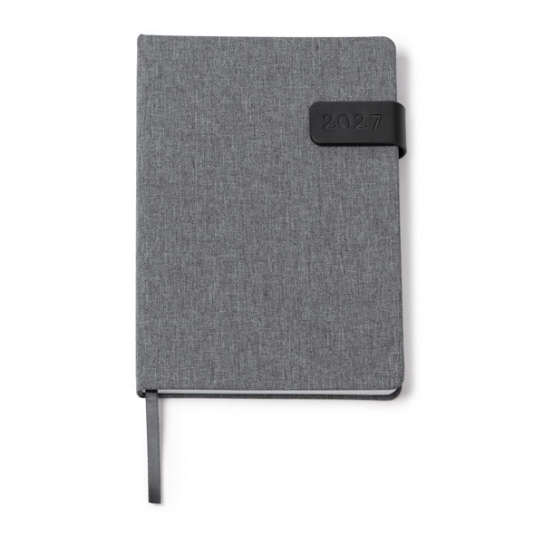 Stamina Koven recycled polyester RPET diary A5 in heather grey, ready for logo printing