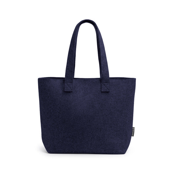 Stamina Carola recycled felt tote bag in navy blue, ready for logo printing