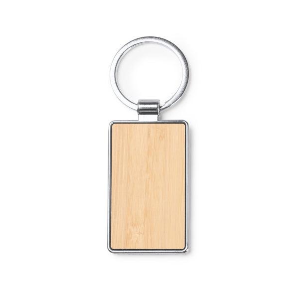 Stamina Karby bamboo and metal keyring in rectangular, ready for laser engraving