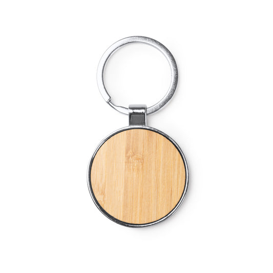 Stamina Karby bamboo and metal keyring in round, ready for laser engraving