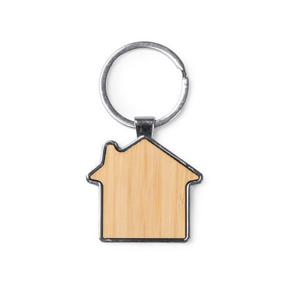 Stamina Duplex bamboo keyring in beige, ready for laser engraving