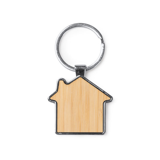Stamina Duplex bamboo keyring in beige, ready for laser engraving