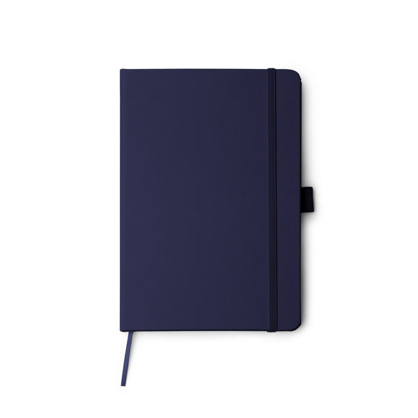 Stamina Marion recycled PU notebook A5 in navy blue, ready for logo printing