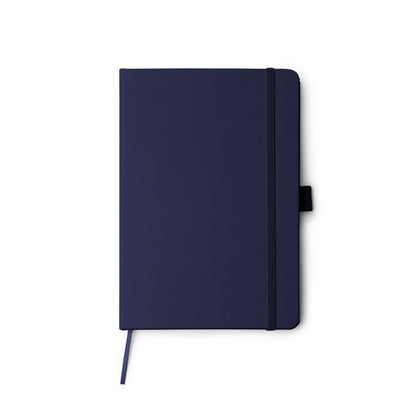 Stamina Marion recycled PU notebook A5 in navy blue, ready for logo printing
