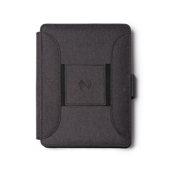 Stamina Samper RPET 300D multifunction A5 folder A5 in black, ready for logo printing