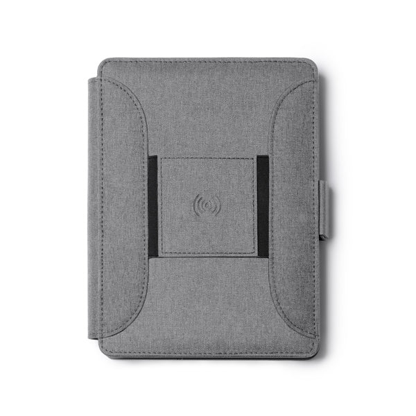 Stamina Samper RPET 300D multifunction A5 folder A5 in heather grey, ready for logo printing