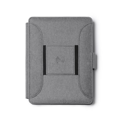 Stamina Samper RPET 300D multifunction A5 folder A5 in heather grey, ready for logo printing