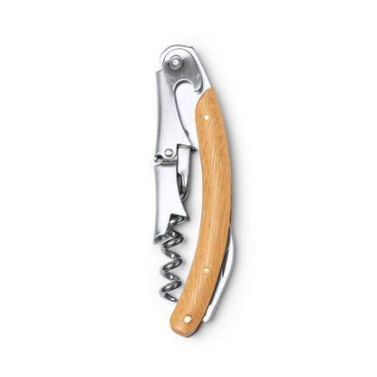 Stamina Rical bamboo & stainless steel corkscrew in beige, ready for laser engraving
