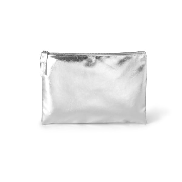 Stamina Tibar PU leather multipurpose toiletry bag in silver, ready for embroidery