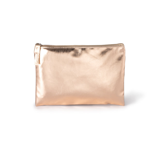 Stamina Tibar PU leather multipurpose toiletry bag in golden pink, ready for embroidery