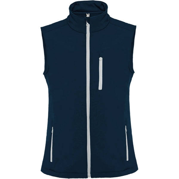 Roly Nevada men's softshell gilet in navy blue, ready for logo printing or embroidery