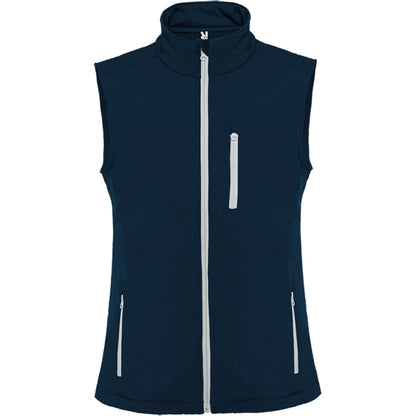 Roly Nevada men's softshell gilet in navy blue, ready for logo printing or embroidery