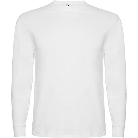 Roly Pointer men's long-sleeve T-shirt in white, ready for logo printing or embroidery